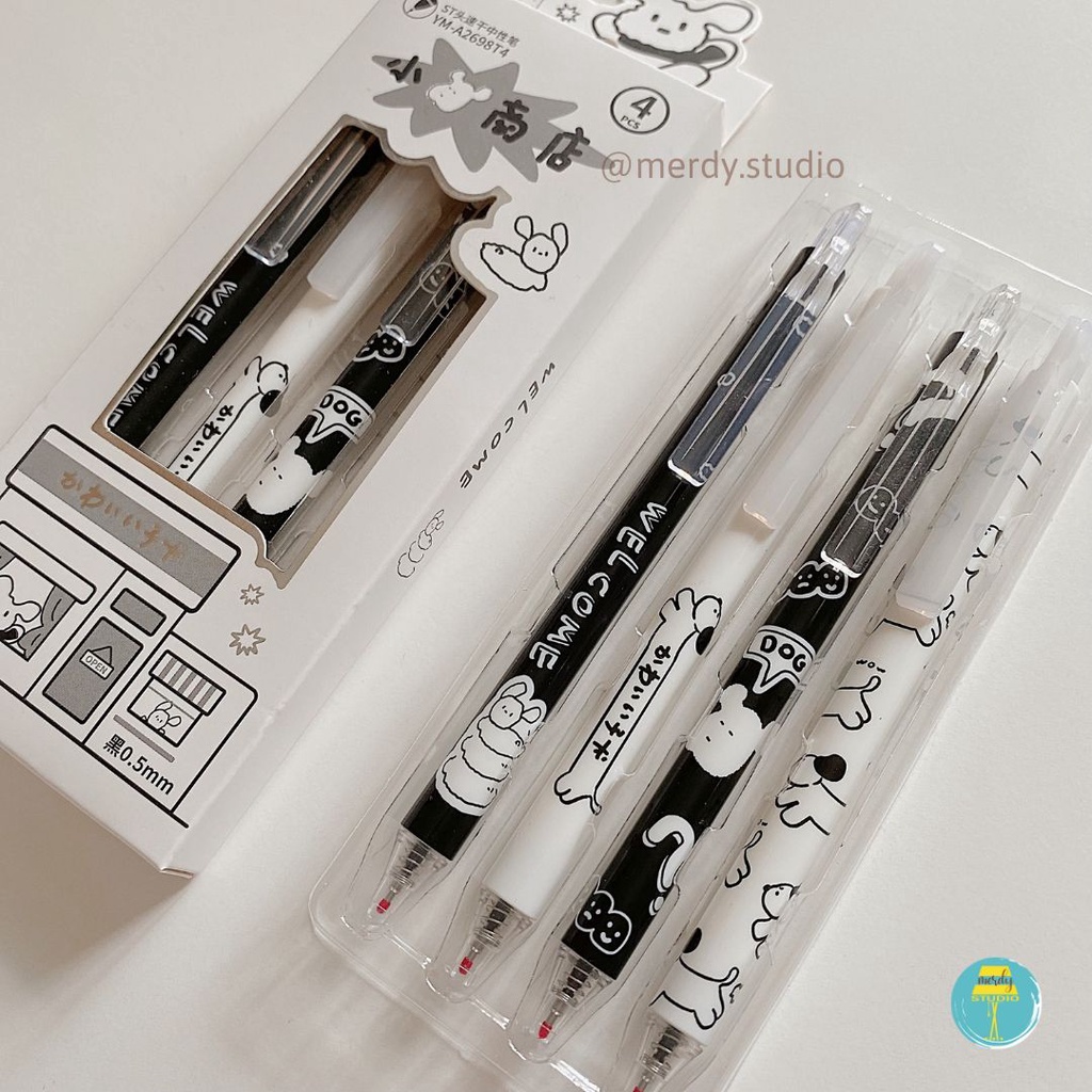 Bút bấm UMEI mực đen ngòi 0.5mm - Dachshund Dogs