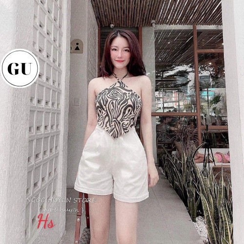 [ Có Ảnh Thật ] Bộ Yếm Vằn Quần Sooc Yếm Chất Lụa Quần Chất Umi Hot Trend GU Store