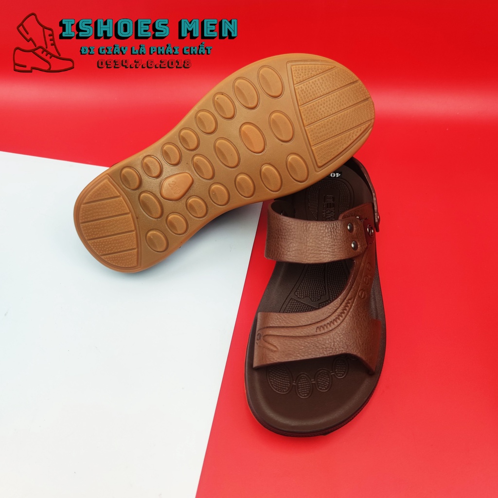 Sandal da bò,dép da da bò thật 100% Chính hãng Newmos kết hợp đế kếp cao 3,5cm cực đẹp khâu may chân quai siêu chắc chắn