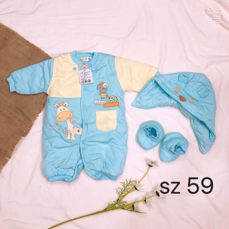 Bodysuit trần bông dày- Body ủ mặc trời lạnh, đại hàn cho trẻ sơ sinh sz 3-6M