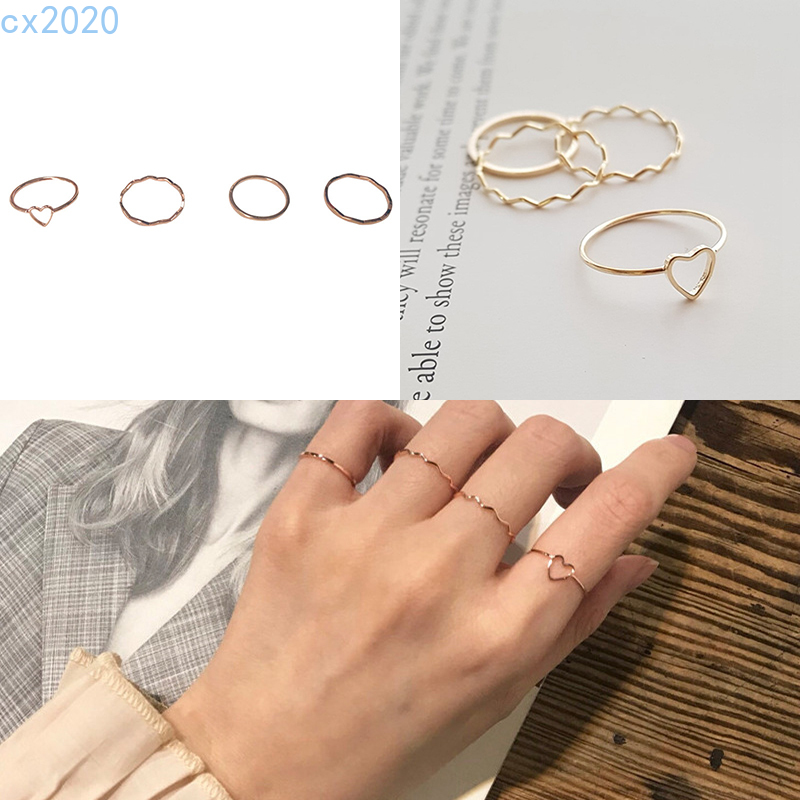 Set Nhẫn Kiểu Dáng Đơn Giản Phong Cách Hàn Quốc Thời Trang Cho Nữ