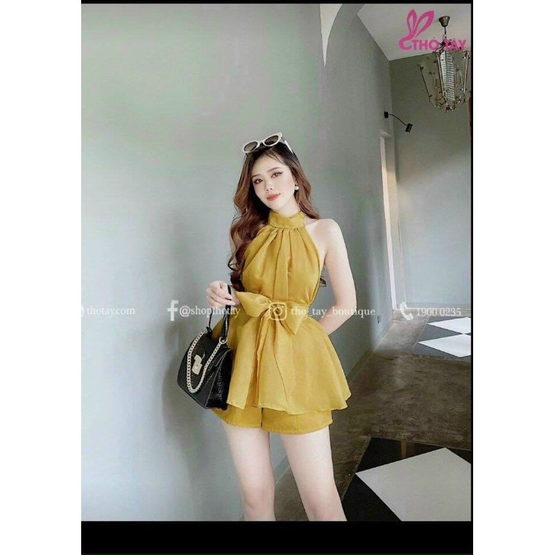 ÁO YẾM VOAN KIẾNG CỘT NƠ EO THỜI TRANG- MÙA HÈ ĐỔ BỘ