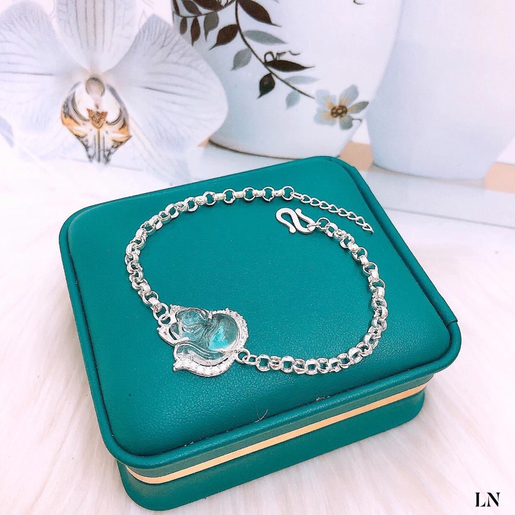 Lắc tay nữ bạc ta mặt đá hồ ly nhiều màu may mắn - Kho sỉ bạc Nhất Linh