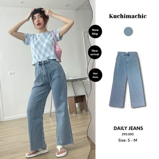 KUCHIMACHIC- Quần jeans suông cắt gấu túi chéo, chất liệu jeans mềm, mặc thoải mái thích hợp mặc đi học đi chơi mã 6185