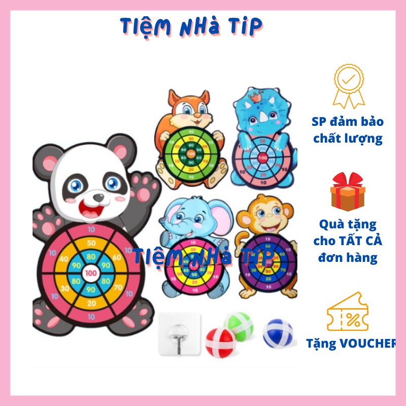 Bảng Phi Tiêu Bóng Dính, Ném Bóng Dính Hình Con Vật Dễ Thương Cho Bé Kèm 3 Bóng
