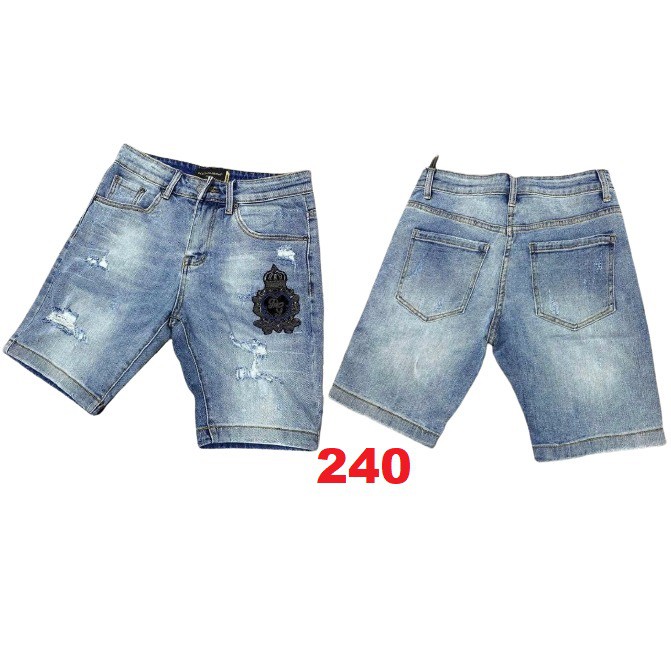 Quần short jean nam màu xanh logo thêu chất bò - quần short lửng bò nam co giãn thời trang cao cấp Tp_shop_87 ms229