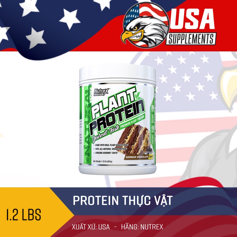 Nutrex Plant Protein, Sữa Protein Thực Vật Cho Người Ăn Chay, Bổ Sung Protein nâng cao sức khỏe (1.2 lb)