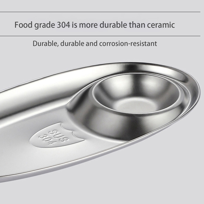 Đĩa Đựng Thức Ăn Hình Oval Bằng Thép Không Gỉ | BigBuy360 - bigbuy360.vn