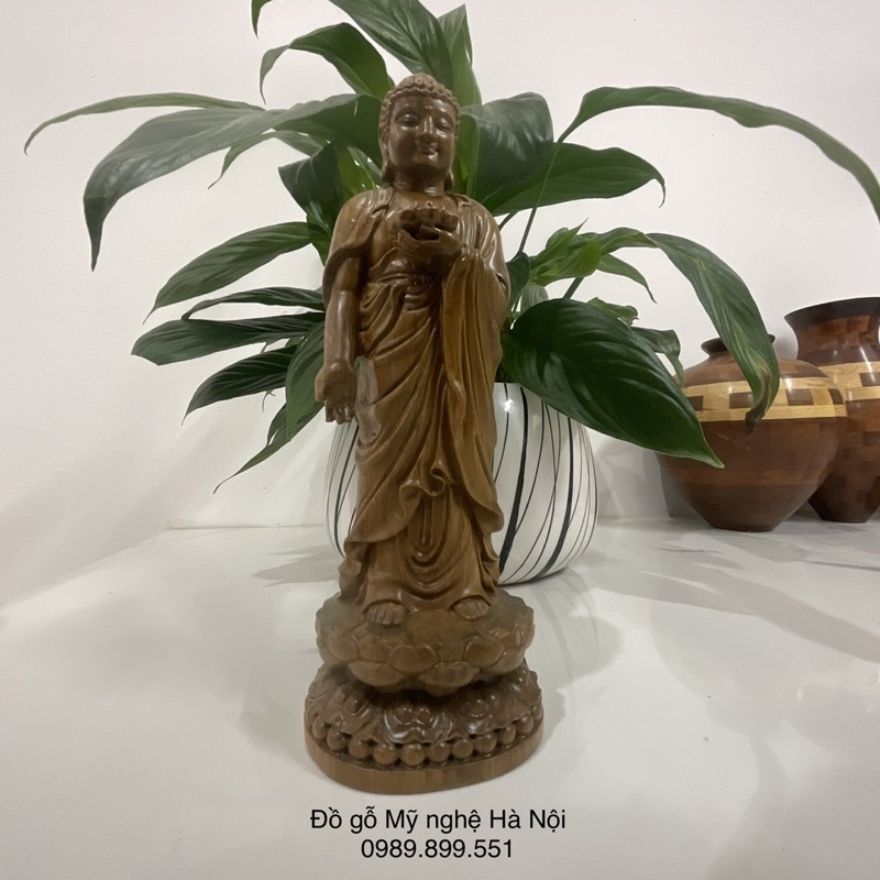 Tượng Phật a di đà bằng gỗ thơm cao 20 cm