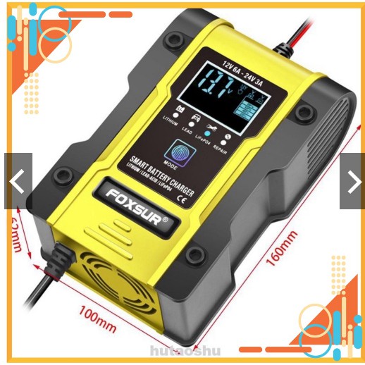 SẠC ẮC QUY FOXSUR 12V6A-24V3A. sạc được cả PIN Lithium, Lifepo4