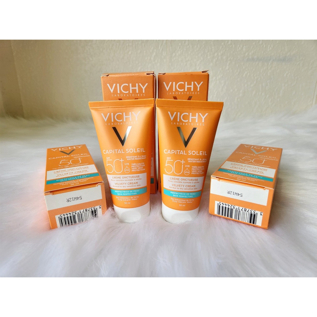 Kem chống nắng Vichy Capital Soleil Velvety Cream SPF50+ 50ml chống tia UVA+UVB dành cho da khô, thiên khô, da nhạy cảm