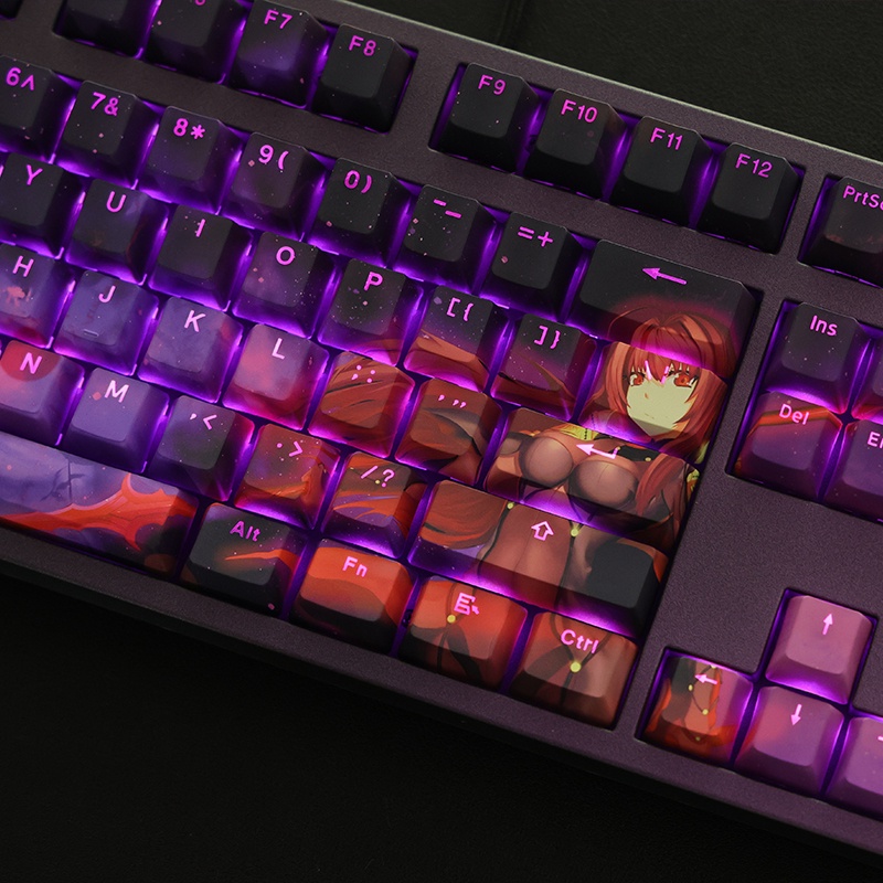 Fate / Grand Order Keycap Joan of Arc Keycap PBT Dye-Sublimation Bàn phím cơ học Keycap Cherry profile thông qua Light Anime Keycap 108 phím