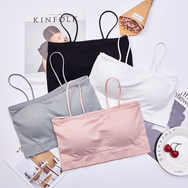 Áo Bra Quây Gân Tăm Chất Liệu Cotton Mềm Mịn Có 4 Màu Dành Cho Bạn Gái_FREE SIZE Dễ Mặc
