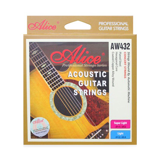 Dây đàn guitar Acoustic Alice AW432 chính hãng size 11 - tặng kèm Pick Alice 0.71