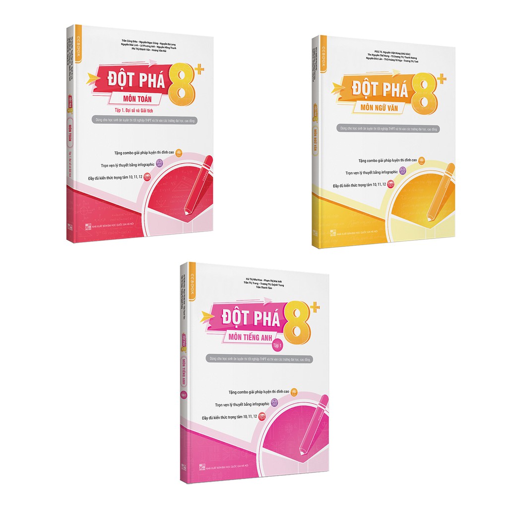 Sách Combo Đột phá 8+ thi THPT Quốc gia môn Toán Văn Anh Tập 1