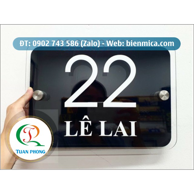 Biển Số Nhà bắt Trụ Inox  - Bảng số nhà Nhôm Inox Đồng 2 lớp