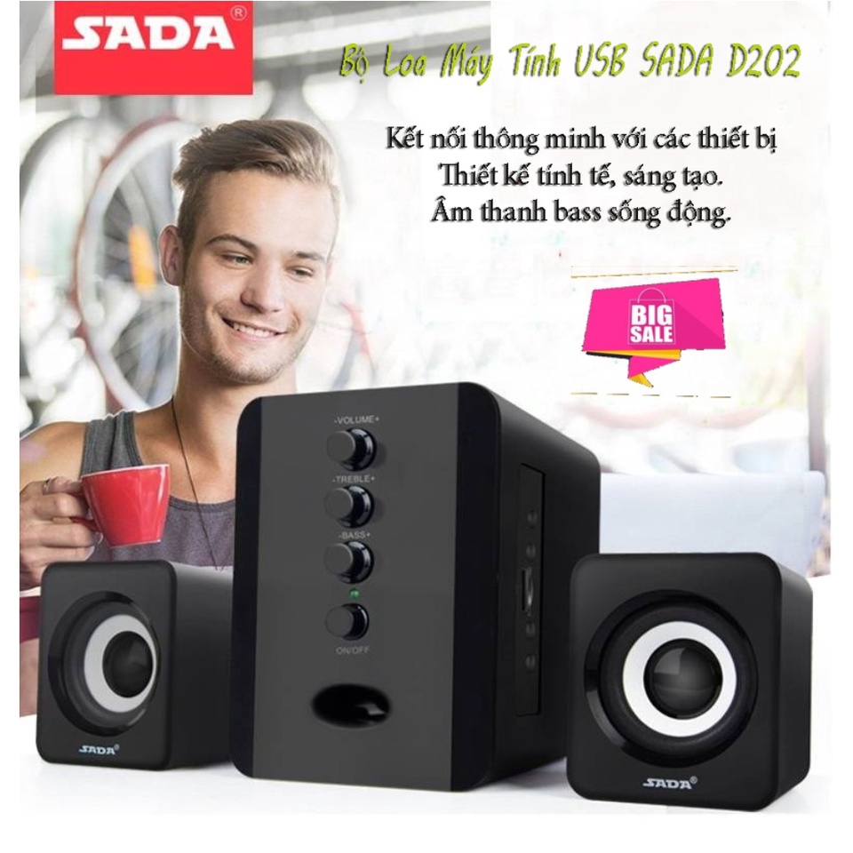 Loa Máy Tính Mini, Bộ Loa Máy Tính Usb Sada D202 2020 giá Rẻ Âm Thanh Sống Động