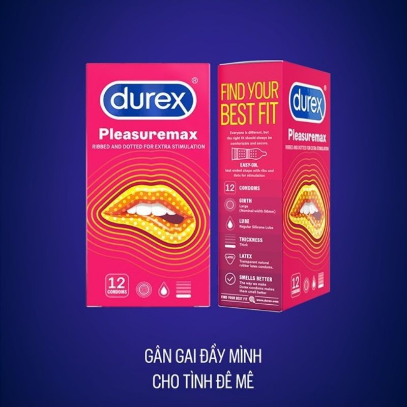 [Cặp Đôi Hoàn Hảo] Combo 2 Hộp Bcs Durex Pleasuremax &amp; Performa (Hộp 12c) Bcs Siêu Gân Gai Siêu Kích Thích Và Kéo Dài