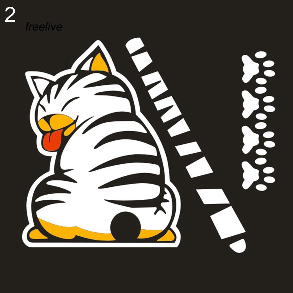 Bộ Sticker trang trí xe ô tô in hình ảnh mèo vẫy đuôi độc đáo