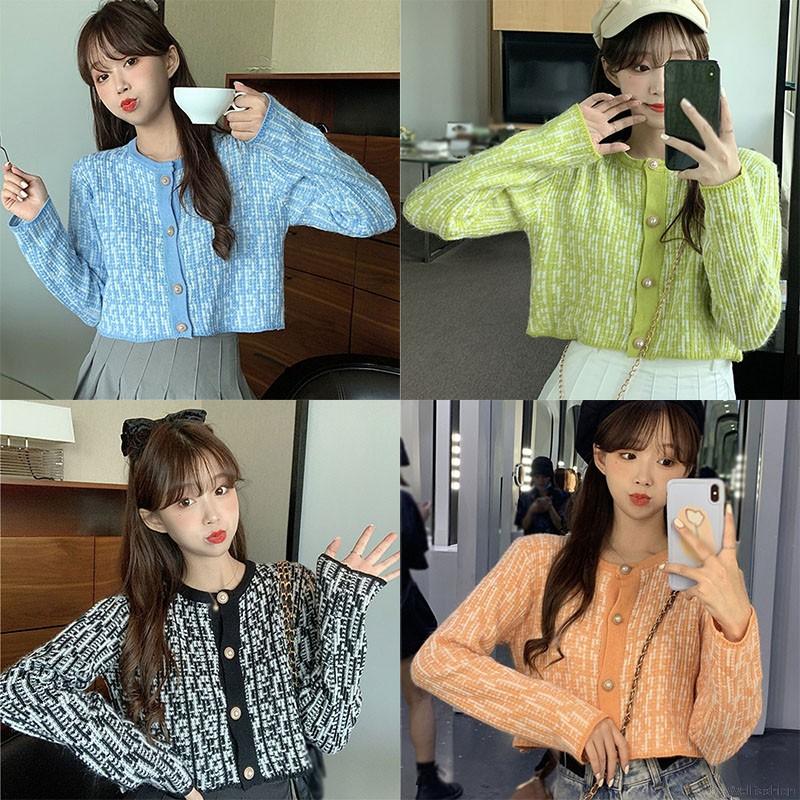 Áo Khoác Len Cardigan Lưng Cao Thời Trang Thanh Lịch Cho Nữ