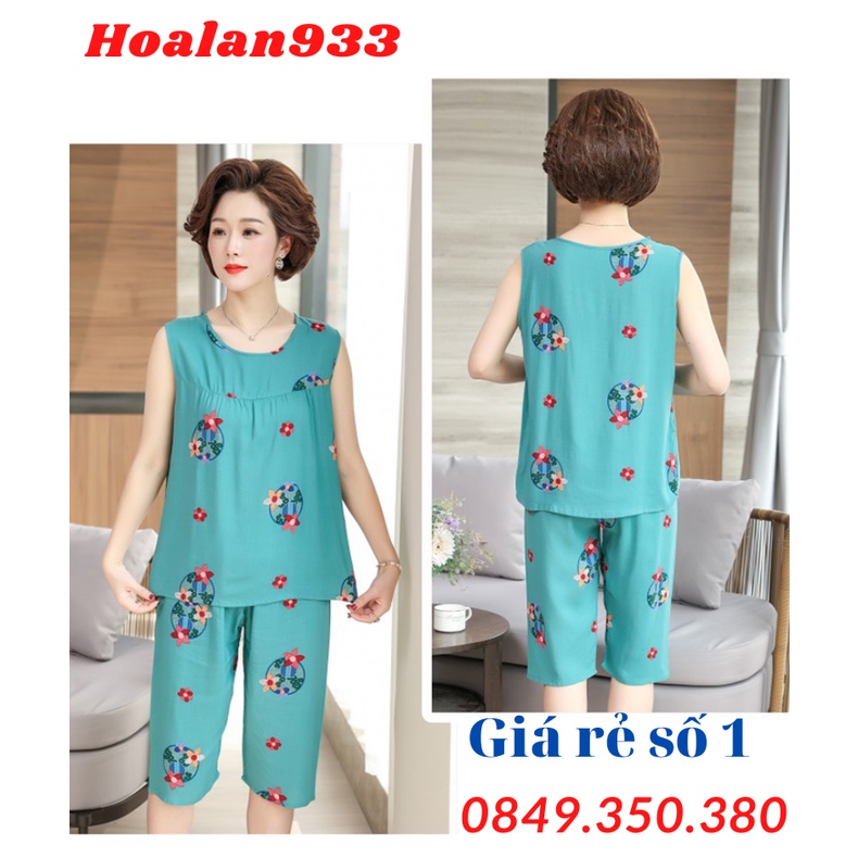 Bộ đồ mặc nhà cho mẹ, sát nách, 3 lỗ chất đũi siêu mát