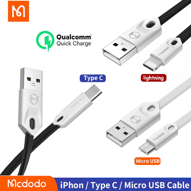 Cáp sạc nhanh Mcdodo 1m Hỗ trợ Type C Micro USB iPhon Cable Loại C Tương thích với iPhone Android CA-031/043/488