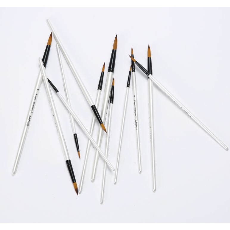 Cọ vẽ Keep Smiling bộ 12 cây đầu dẹt chuyên dùng cho màu nước, sơn dầu, hóa trang... Belivn