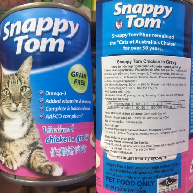 [Mã PET50K giảm Giảm 10% - Tối đa 50K đơn từ 250K] Pate Snappy Tom 400gr cho mèo