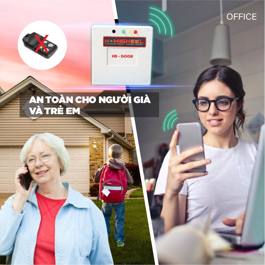 Bộ điều khiển cửa cuốn từ xa thông minh bằng điện thoại HOMESHEEL door