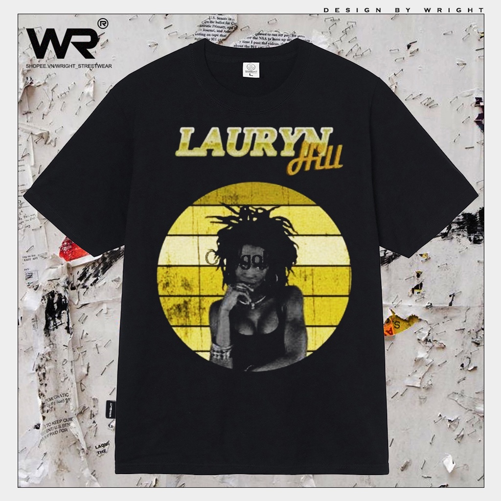 Bxbk /Áo thun Lauryn hill ca sỹ nhạc sỹ wright Rapper Vintage tay lỡ form rộng phong cách streetwear cotton!
