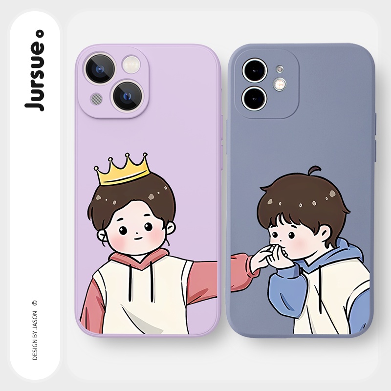 Ốp lưng JURSUE hoạt hình cặp đôi dễ thương đẹp Cho iPhone 14 13 12 11 Pro Max SE 2020 X XR XS 8 7 ip 6S 6 Plus kute Y2361