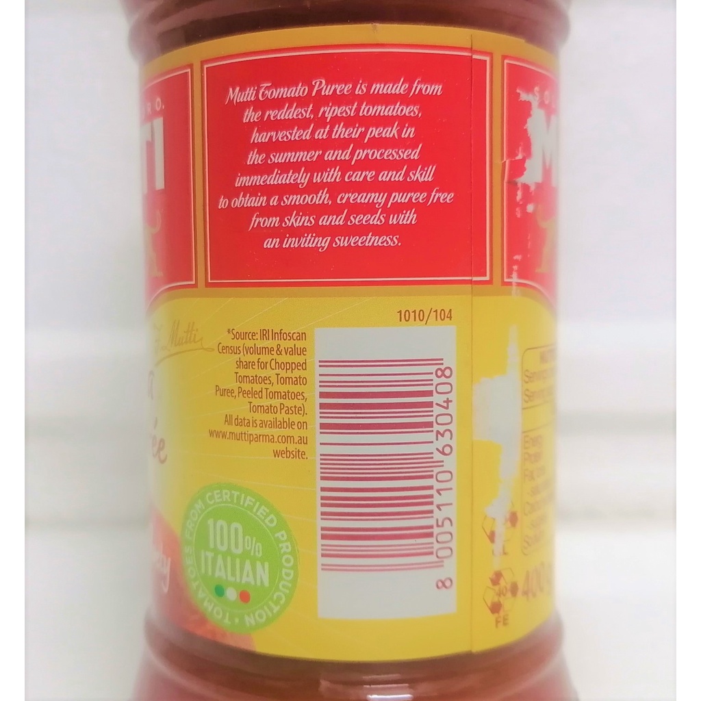[Chai TT 400g] XỐT CÀ CHUA ĐẬM ĐẶC [Italia] MUTTI Passata Tomatoes Puree