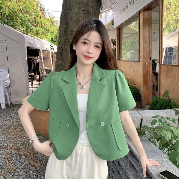 Áo khoác vest NZN tay ngắn màu trơn phong cách Hàn Quốc cho nữ