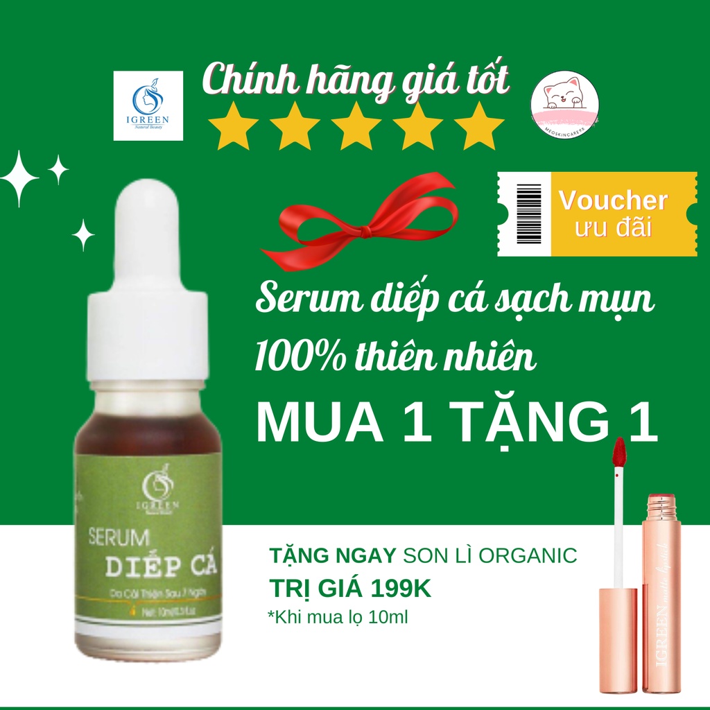 Combo serum diếp cá igreen và son lì organic igreen