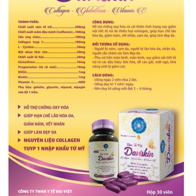 Sâm tố nữ Davico đẹp da chống lão hoá cân bằng nội tiết