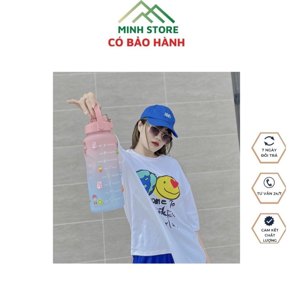Bình Đựng Nước 2L Dễ Thương Có Vạch Báo Giờ Uống Nước