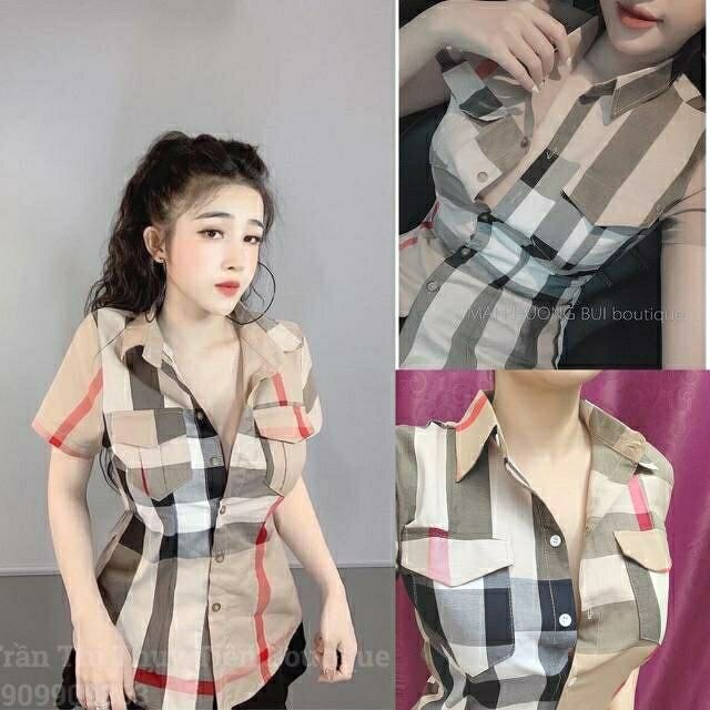 Áo sơ mi kẻ bb nắp túi nhiều màu sắc
