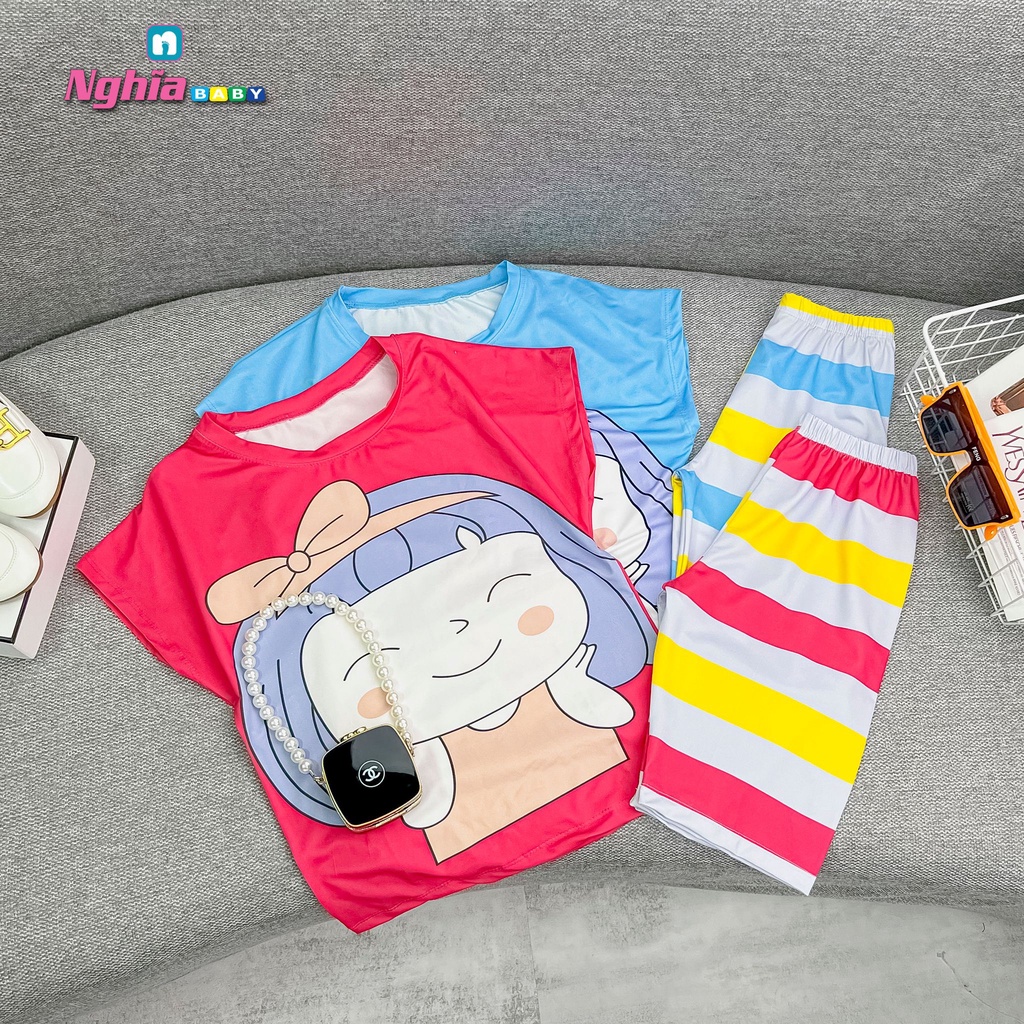 Set Ba Lỗ Thun Lạnh In 3D Hoạt Hình NGHĨA BABY Dành Cho Bé Gái Siêu Xinh (25-42kg)