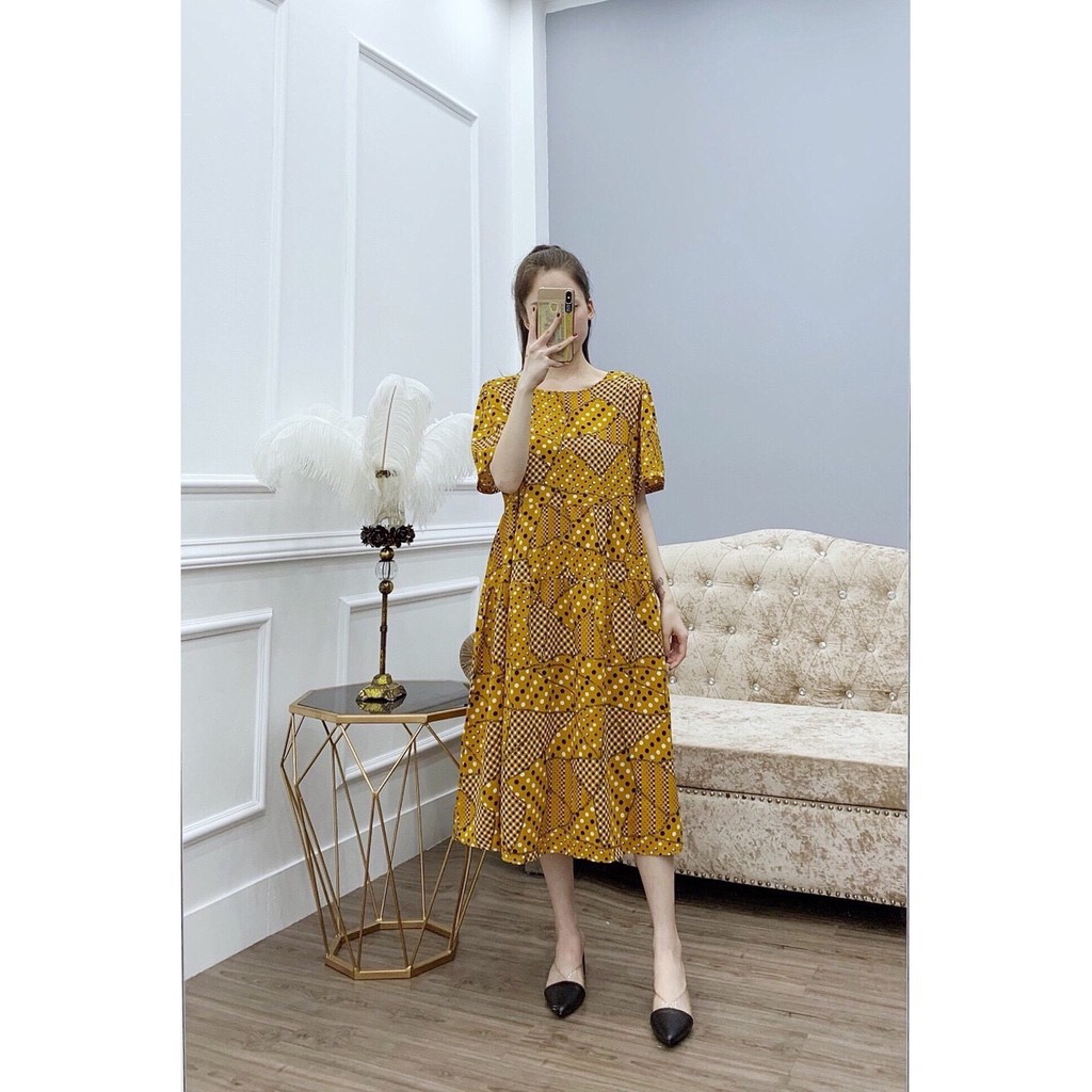 Váy đầm cỡ lớn dự tiệc 55kg - 80kg (hàng 4 màu xanh,đen ,đỏ,nâu) hình thật | BigBuy360 - bigbuy360.vn