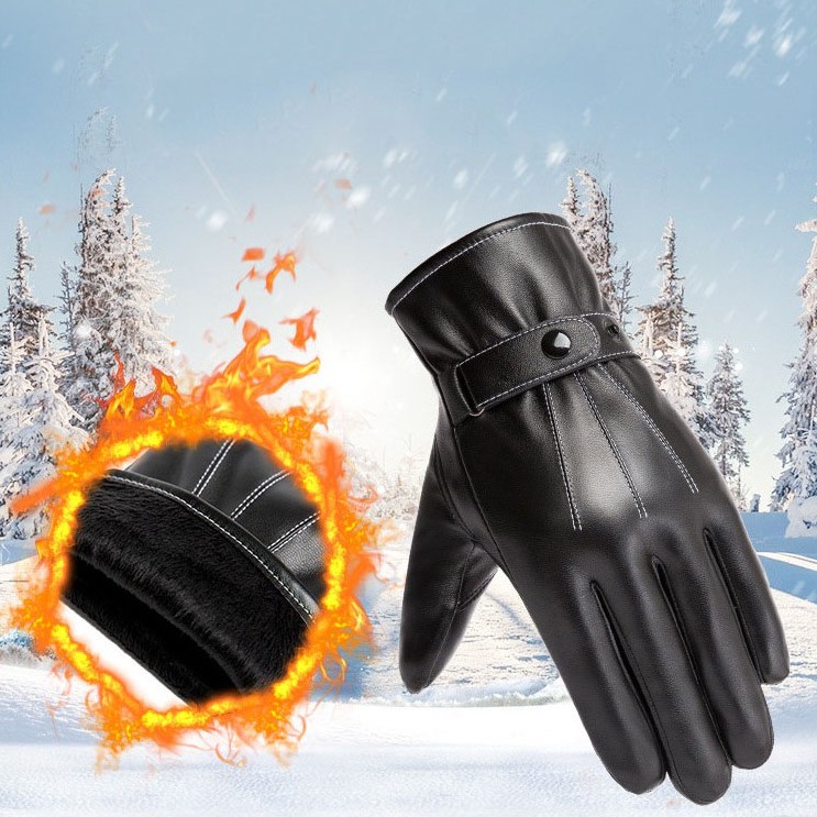 Găng tay da nam mùa đông lái xe siêu ấm lót nĩ bên trong cảm ứng điện thoại mượt mà GT35
