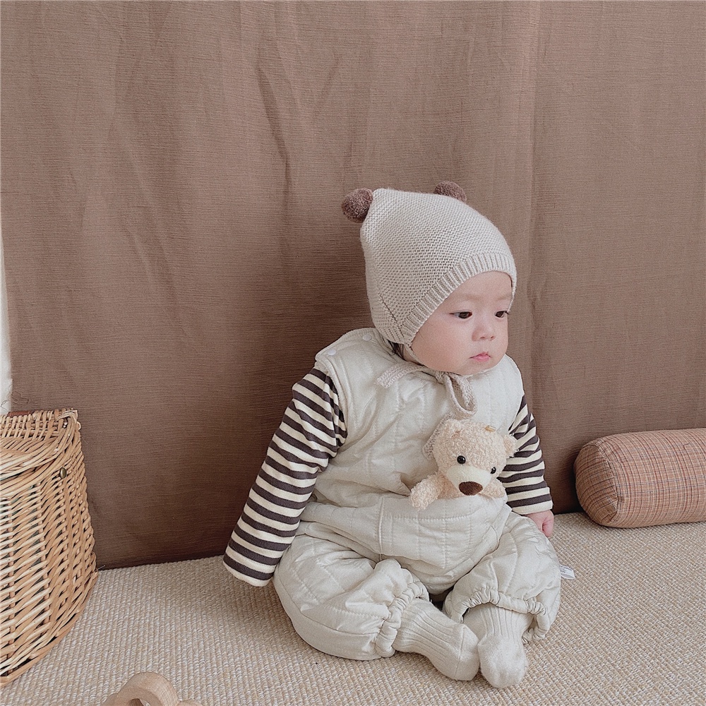 Áo liền quần có túi hình gấu bông dễ thương cho em bé sơ sinh