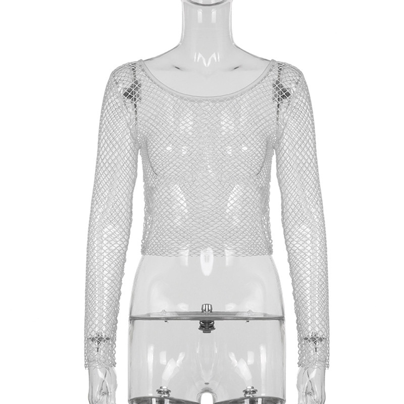 Áo Croptop Tay Dài Trễ Vai Thiết Kế Xuyên Thấu Thời Trang Mùa Hè Quyến Rũ Cho Nữ