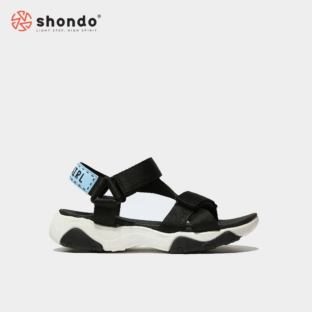 Giày Sandals SHONDO Girly - GIM0010-Đế Trắng Quai Đen