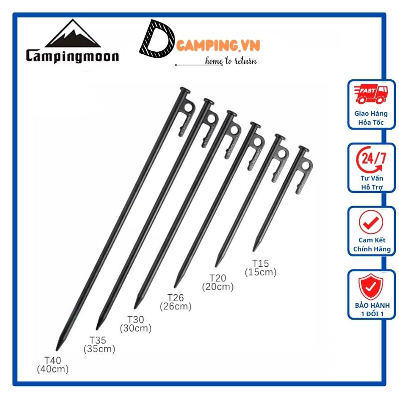 Cọc Lều Thép Campingmoon T20 Bằng Thép Sơn Đen Tĩnh Điện Cọc Thép Nguyên Khối