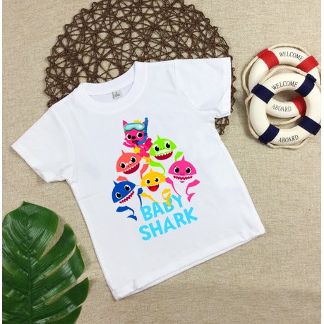 (hot) 4 mẫu áo thun trẻ em in hình Baby Shark in tại shop