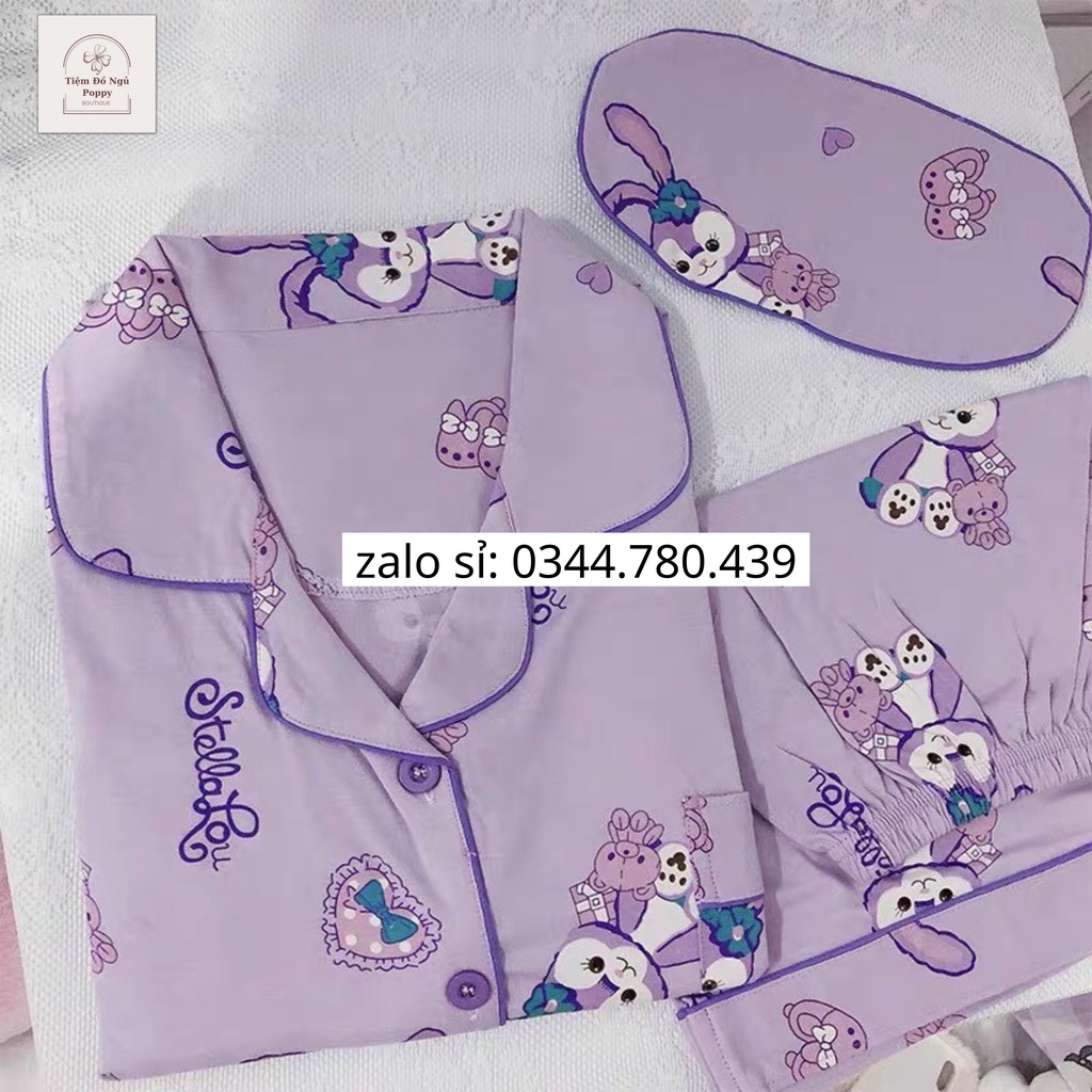 Đồ bộ Thỏ tím mặc nhà cộc tay mùa hè chất liệu kate thái họa tiết cute giá rẻ Poppy