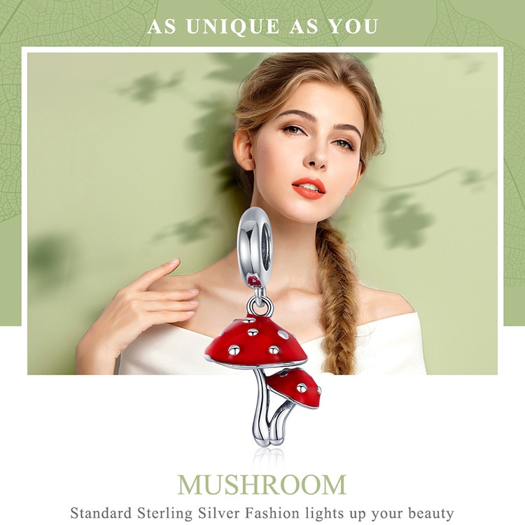 Mặt Trang Trí Bamoer Cho Vòng Đeo Tay/ Vòng Cổ bạc 925 Tạo Hình Nấm Xinh Xắn SCC1060