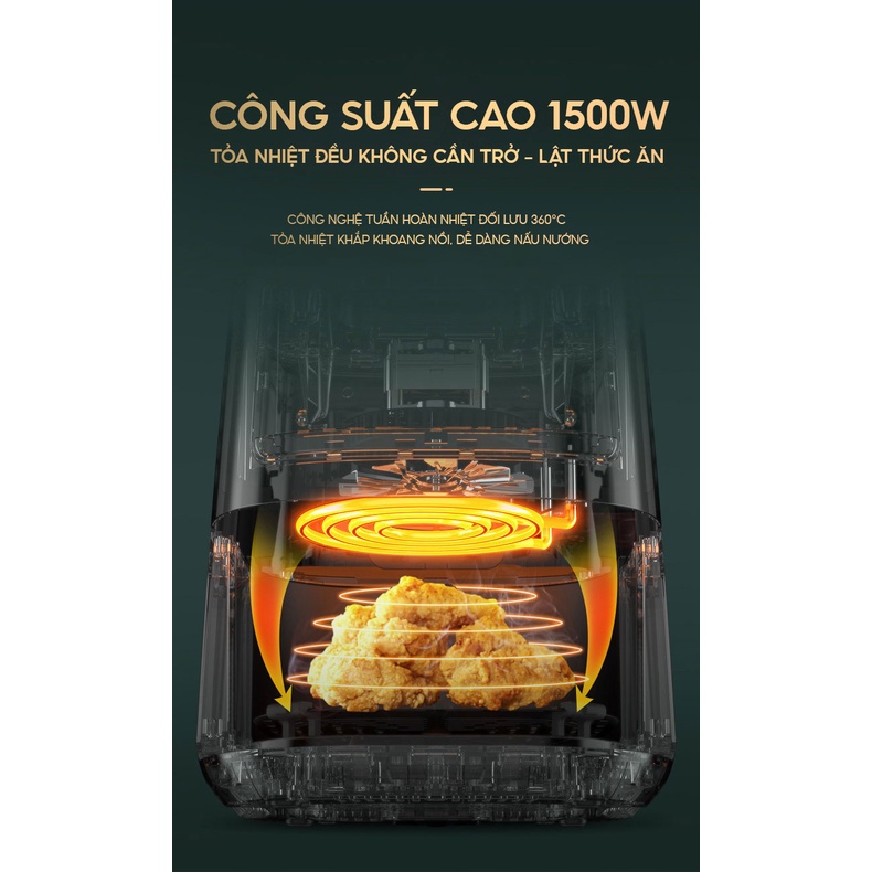 Nồi Chiên Không Dầu BIYI AF-311 4.5L 1500W - Lòng nồi hợp kim nhôm phủ chống dính - Tay cầm cách nhiệt - BH 12 Tháng