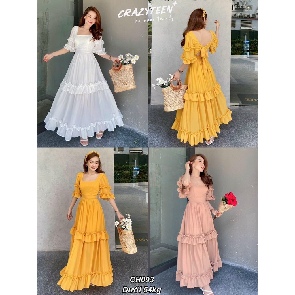 Đầm Maxi đi biển, dáng dài, xếp tầng, mê mẩn em này luôn VINTAGE STORE1