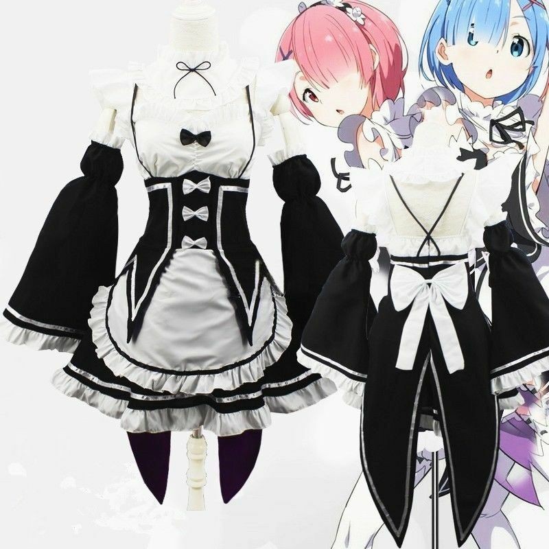 Re:Zero Kara Hajimeru Lsekai Seikatsu Twins Dre Costume Ram/Rem Maid Cosplay